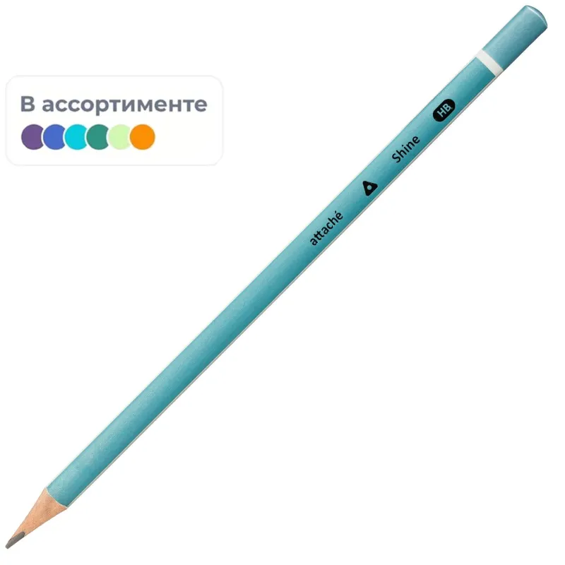 Карандаш чернографитный Attache Shine, трехгранный, б/ласт, в асс. 1977080