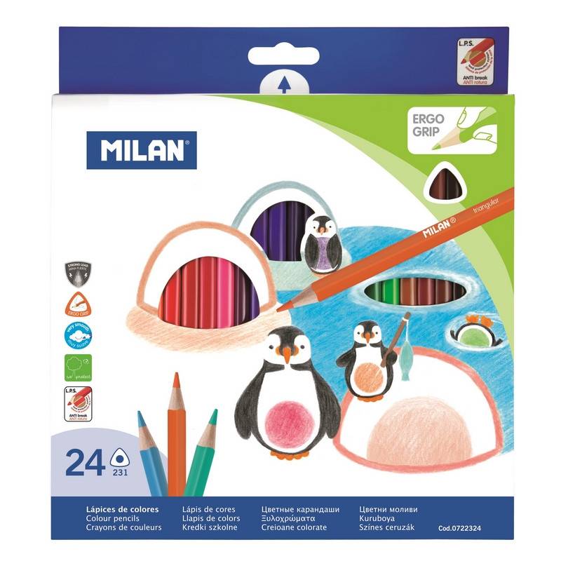 Карандаши цветные Milan 24 цвета трехгранные 722324 1110719