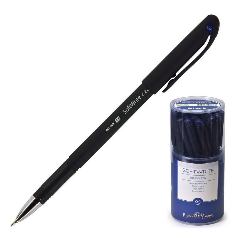 Ручка шариковая Bruno Visconti SoftWrite Black синяя (толщина линии 0.5 мм) 20-0085 1157506
