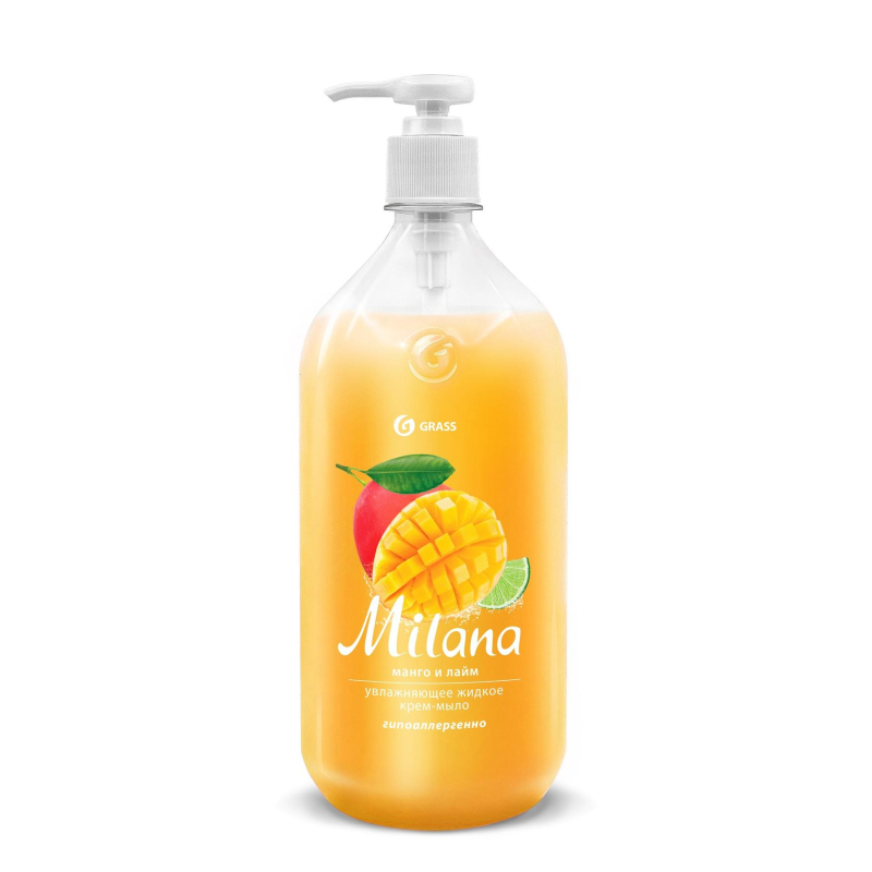 Крем-мыло жидкое Grass Milana увлажняющее манго и лайм 1000мл 1537408