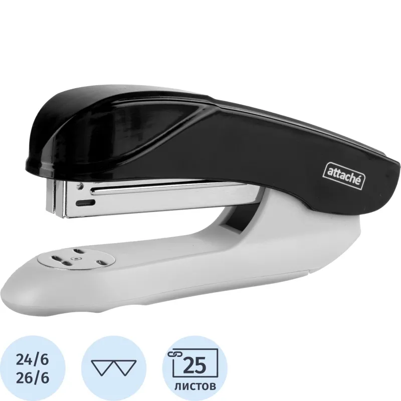 Степлер Attache Pulse(№24/6-26/6) до 25 листов, пластик, черный 1866809 WS-3297