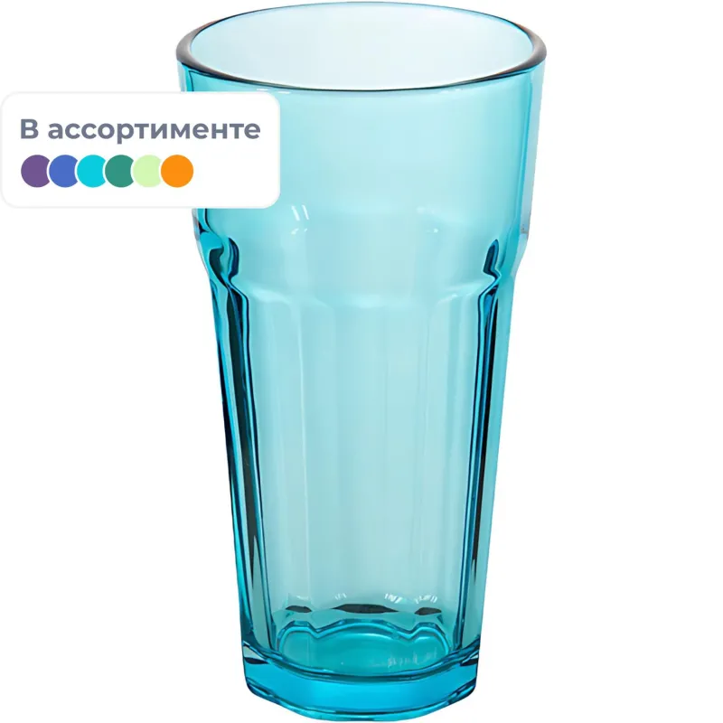 Стакан стеклянный 355 мл (цвета в асс.: бирюзовый/зелёный) Mallony 2227030 7278