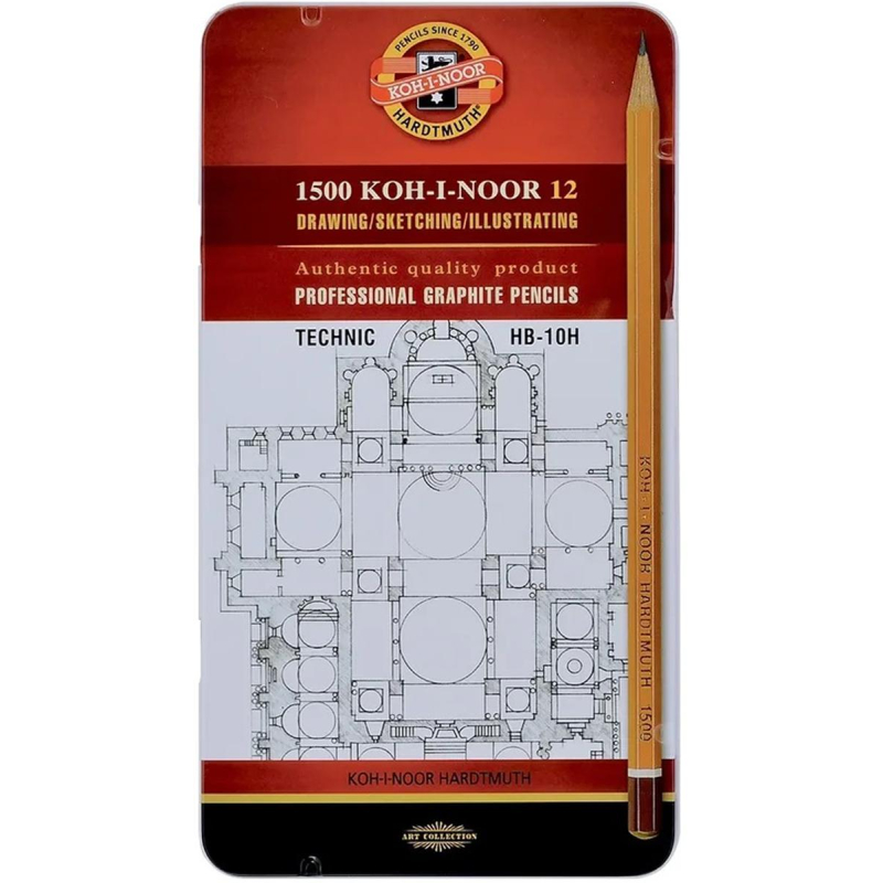 Набор карандашей чернгр Koh-I-Noor TECHNIC HB-10H 12шт мет.к.1502012007PLRU 1545334