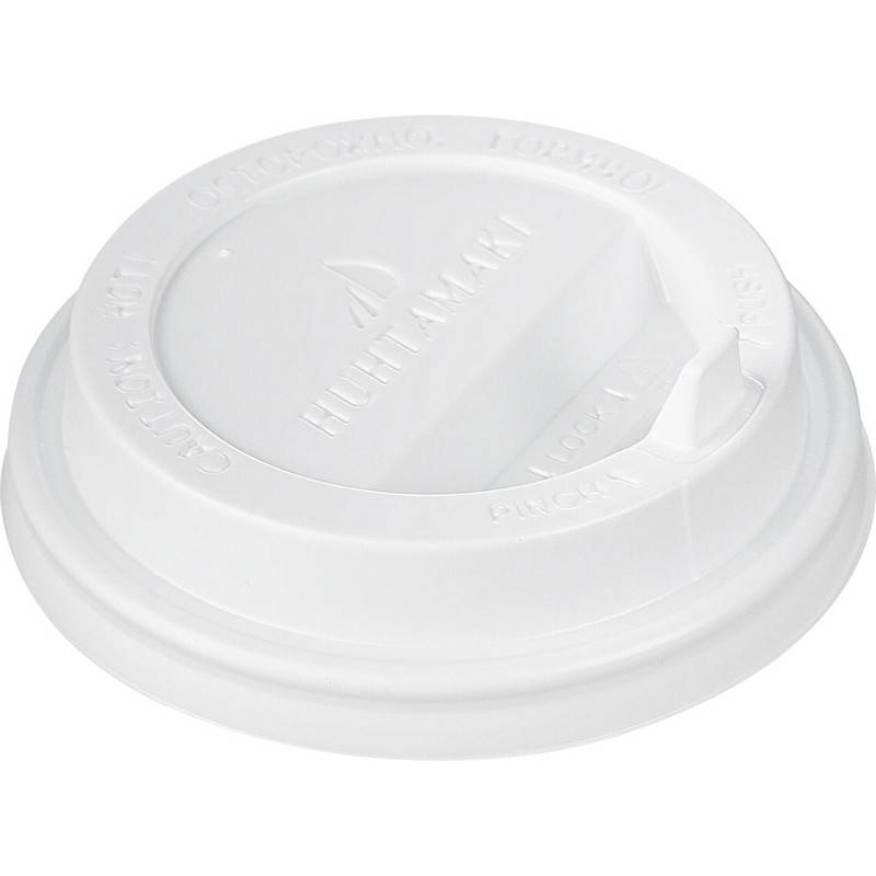 Крышка для стакана 80 мм пластиковая белая с клапаном 100 штук в уп Huhtamaki 615572
