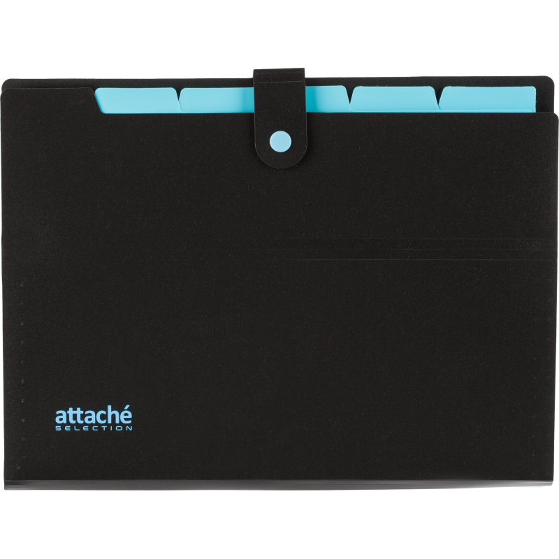 Папка органайзер на кнопке Attache Selection Black&Bluе, А4,500мкм, 5отд 1601570