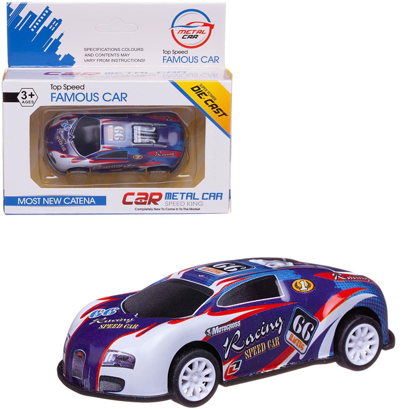 Машинка Junfa Гоночная инерционная металлическая номер 66 WE-11602/номер66