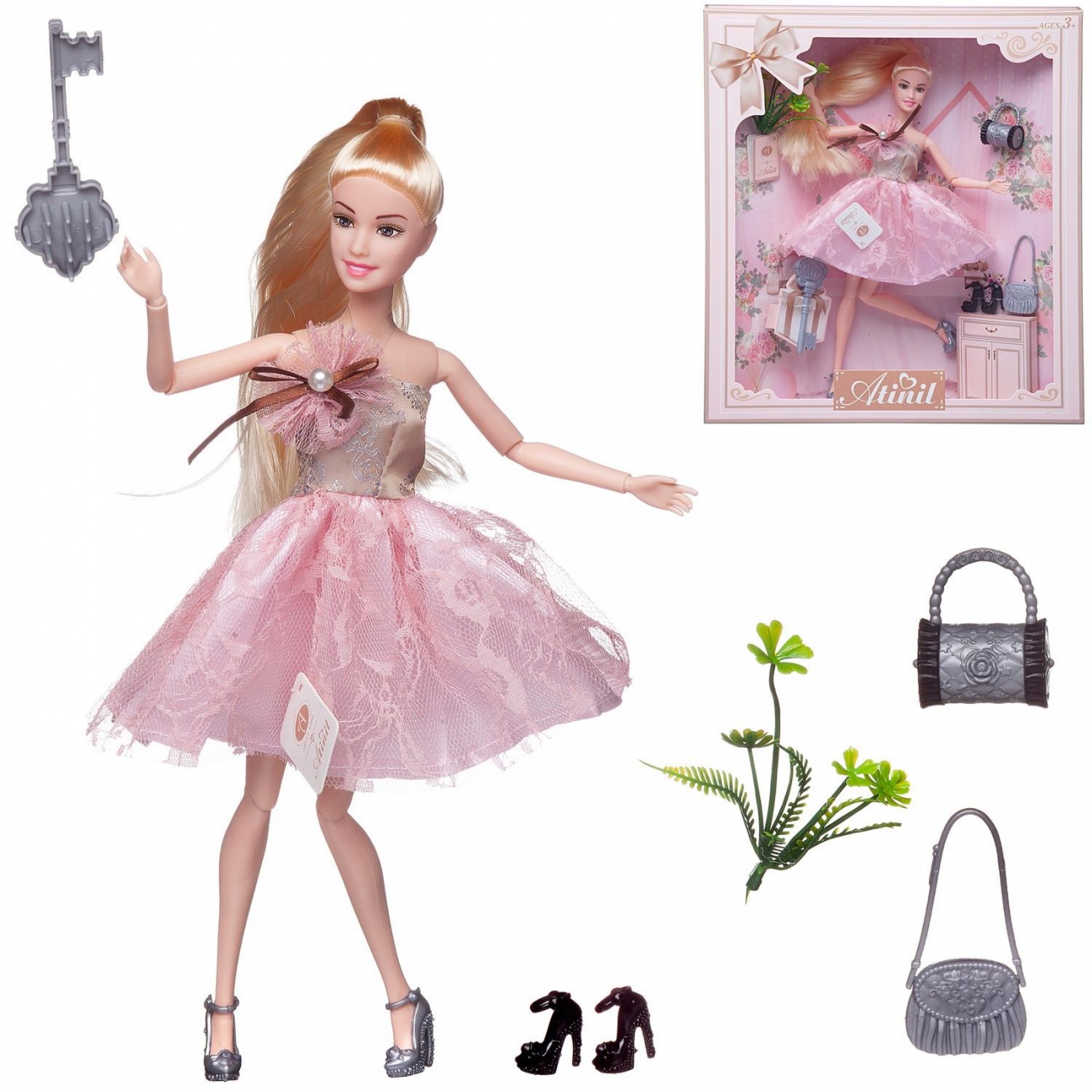 Кукла Junfa Atinil Мой розовый мир в платье с двухслойной юбкой, 28см, блондинка WJ-21547/блондинка