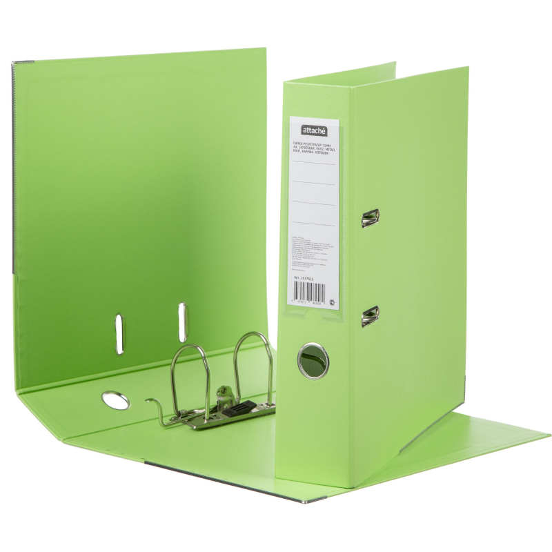 Папка-регистратор 75мм Attache салатовая ПБП2 метал кант карман корешок 1937615