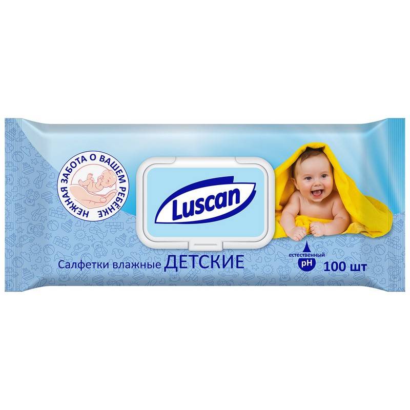 Влажные салфетки детские Luscan 100 штук в уп 1027669