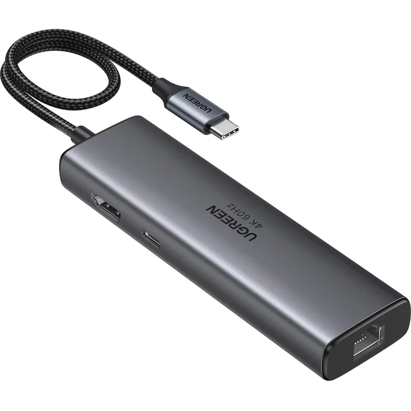 Разветвитель USB UGREEN CM512(45000)USB-C to HDMI/2xUSB-A/USB-C/RJ45/PD ср 2150245 45000_