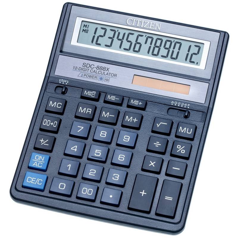 Калькулятор настольный полноразмерный Citizen SDC-888XBL 12-разрядный синий 305719