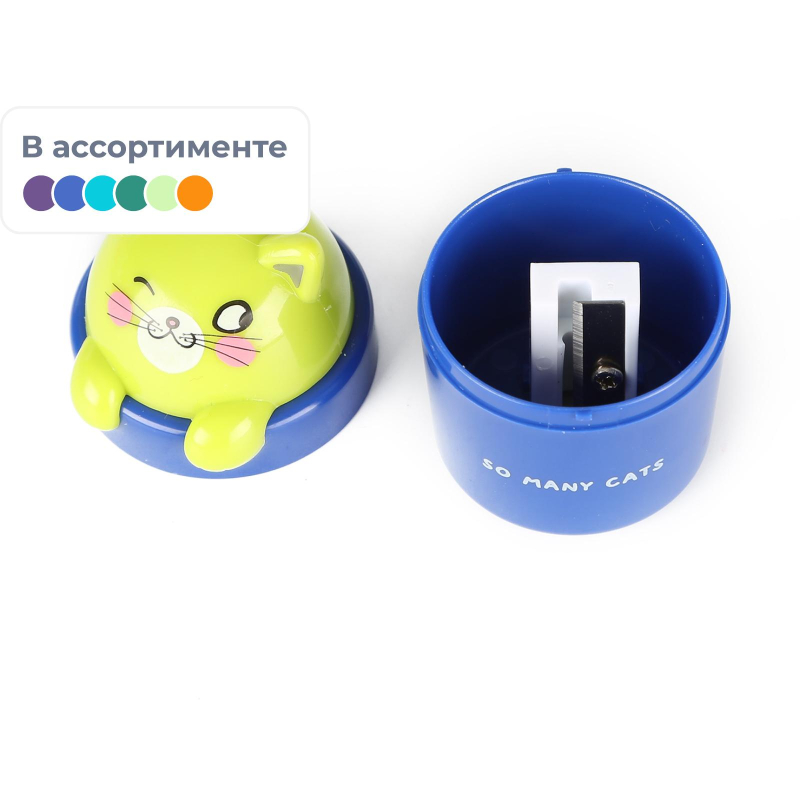 Точилка M&G So Many Cats, 1 отверстие, с контейнером, в асс. для детей 1773913 APSN1292