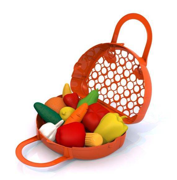 Игровой набор "Фрукты и овощи" 12 предметов в сумке-корзинке (в асс) Нордпласт 440