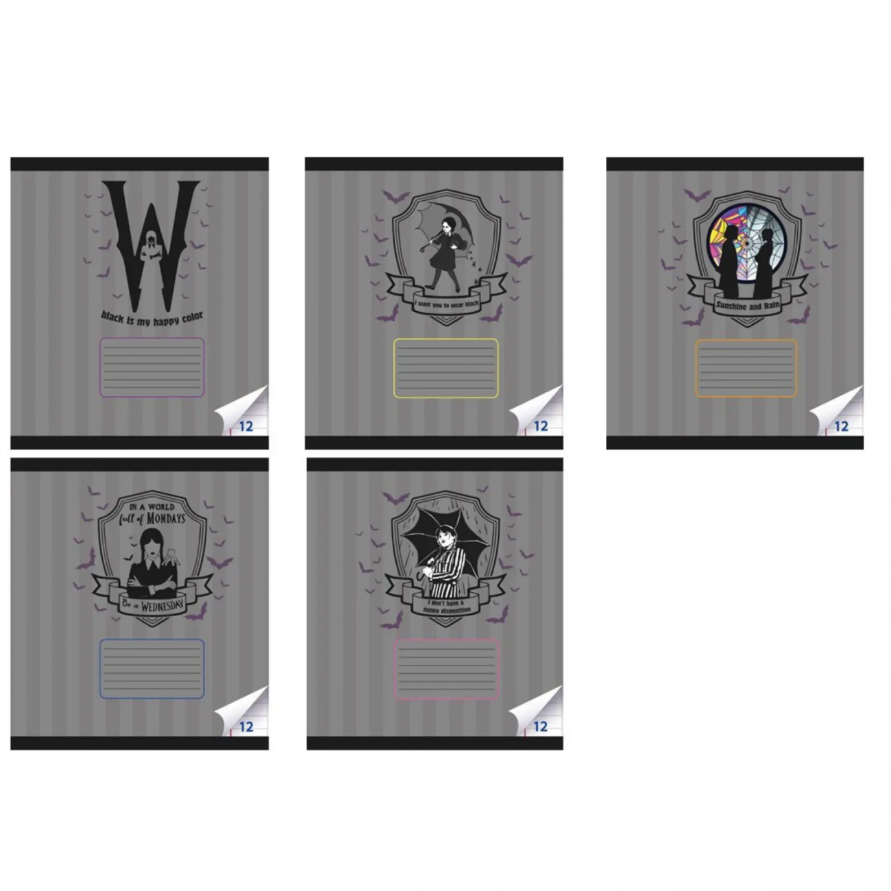 CENTRUM Тетрадь 12 листов А5 линейка с полями Вэнсдэй 72581