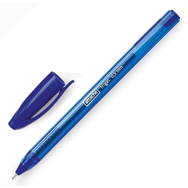 Ручка гелевая одноразовая Attache Glide Trigel синяя (толщина линии 0.5 мм) 722454