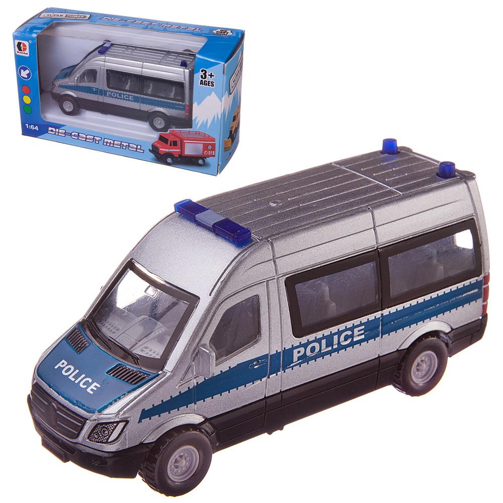 Машинка-микроавтобус Junfa Полиция металлическая с открывающими дверцами WE-B2169