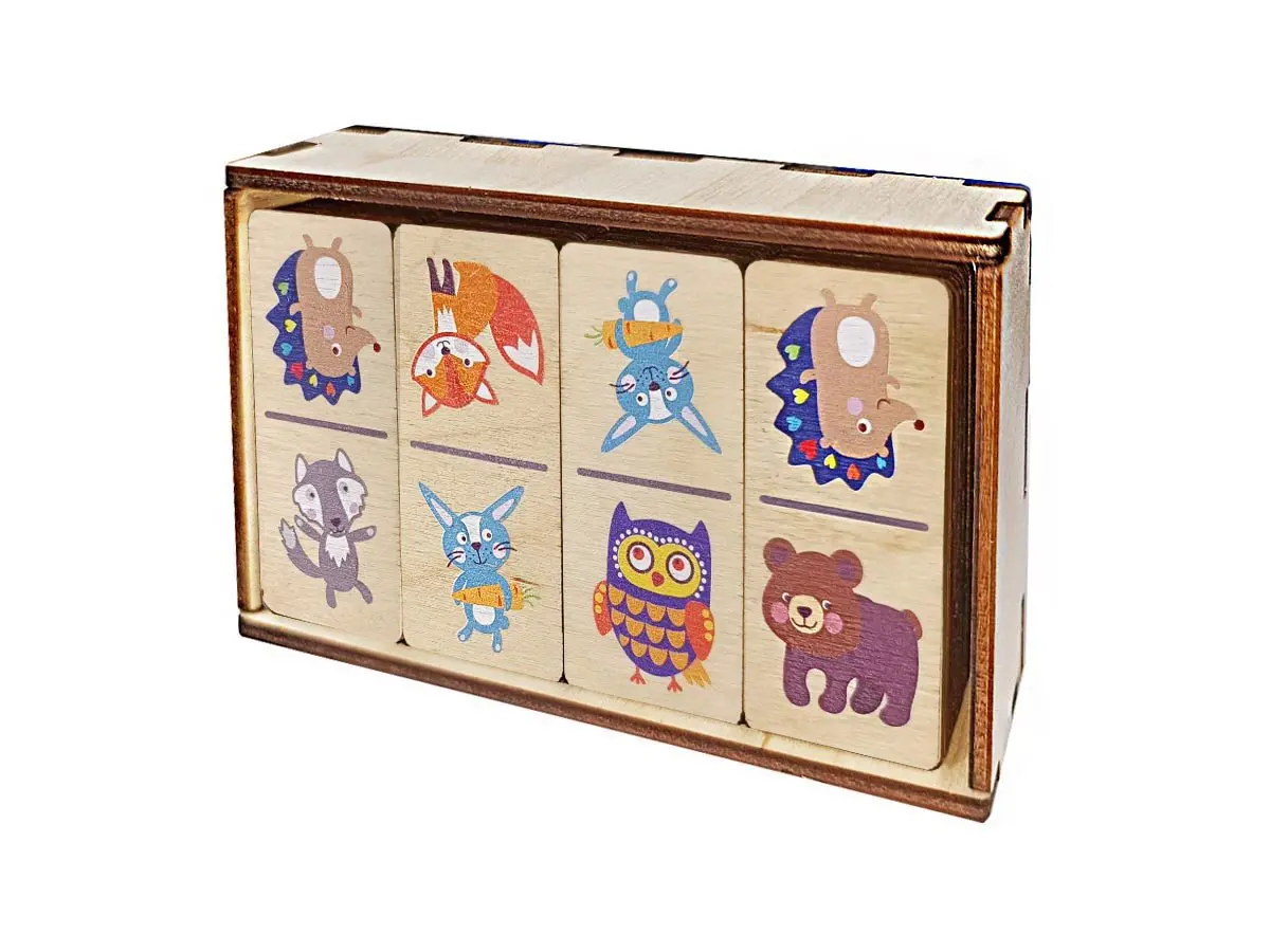 Домино деревянное Десятое королевство Животные 28 фишек 60х27мм 04536ДК