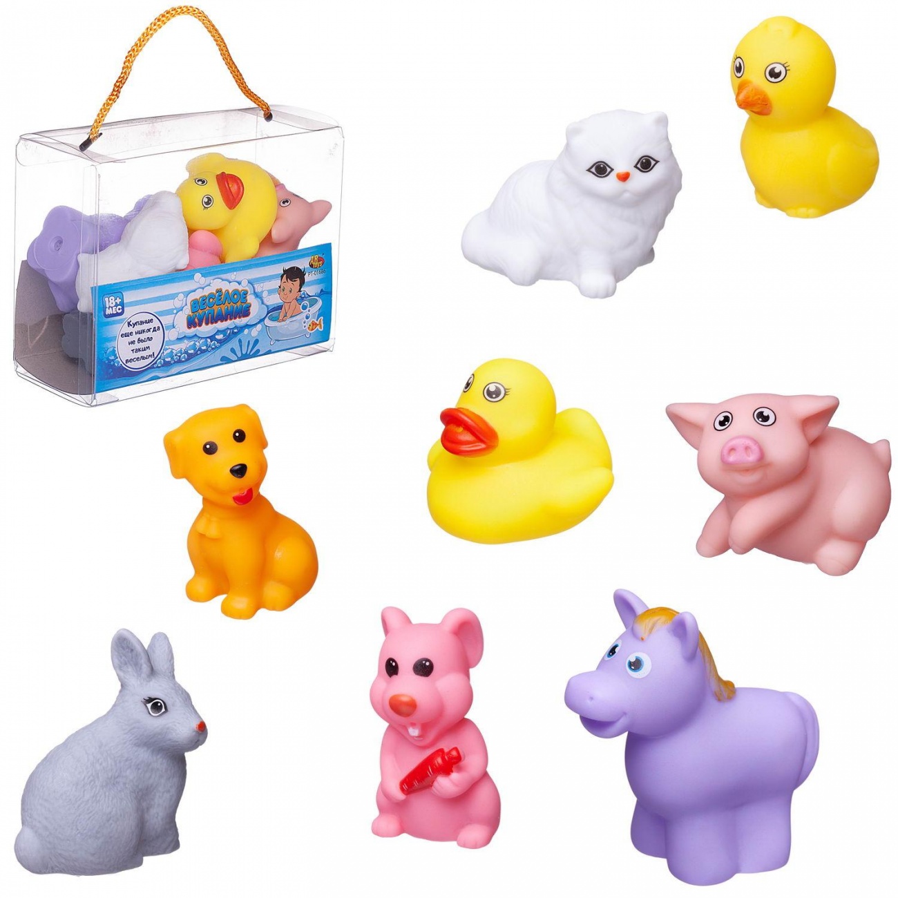 Набор резиновых игрушек для ванной Abtoys Веселое купание 8 предм. (набор 2) PT-01686