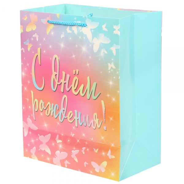 Пакет подарочный глянцевый, размером L, 26х32х14 см. Чудо праздник PL-104861-HB5 (120)