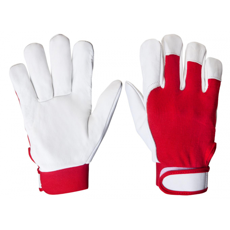 Перчатки кожаные рабочие JetaSafety JLE301-8 цв.красный/белый р.M Jeta Safety 1420350