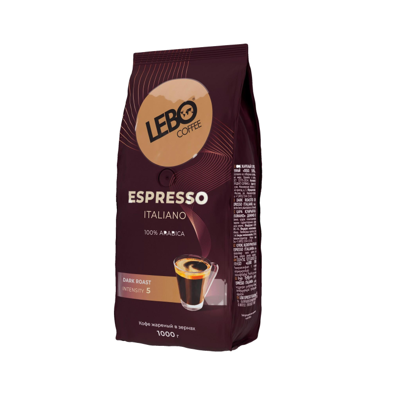 Кофе Lebo Espresso Italiano в зернах темн. обжар. 1кг 1758027