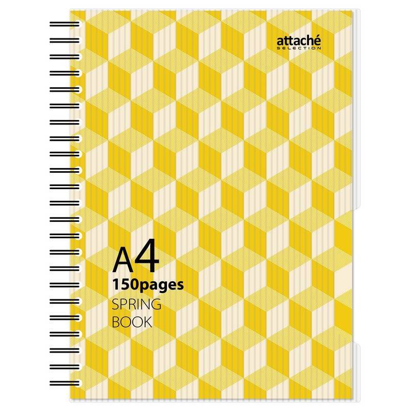 Бизнес-тетрадь Attache Selection Spring Book A4 150 л. желтая в клетку спираль (230х297 мм) 1014471