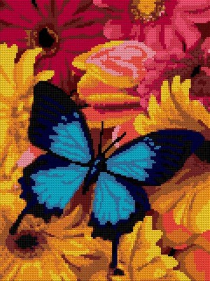Алмазная мозаика 30 х 40 см Яркая бабочка (полное заполнение) LORI Ам-015