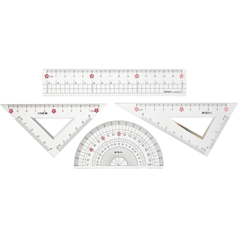 Набор чертежный M&G Sakura Rain (линейка, транспортир, 2 треугольника) 1773899 ARL960Y4