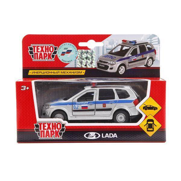 Машина металлическая инерционная Lada Kalina Cross Полиция 12см, открываются двери Технопарк SB-16-46-P-WB