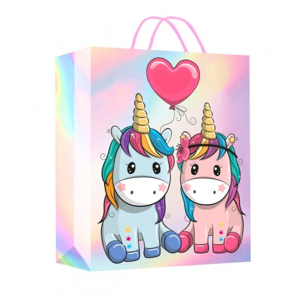 Пакет подарочный голография размер Ml, 22х31х10 см. Чудо праздник PML-114585-UF