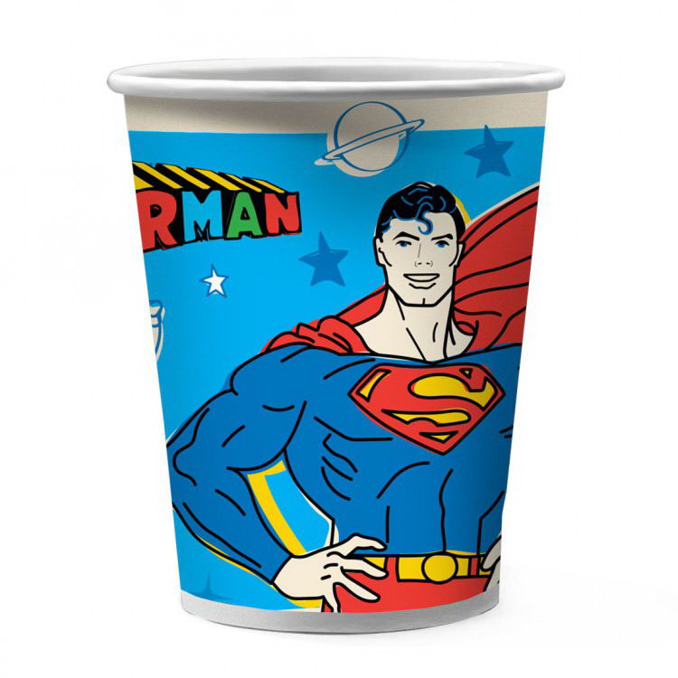 Набор бумажных стаканов ND Play Superman желтый лого, 250 мл 6 шт 302610