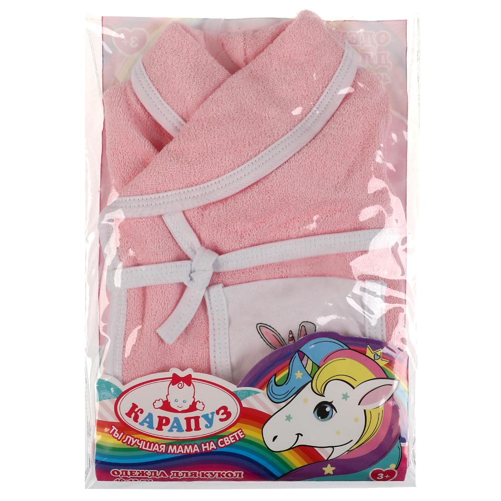 Одежда для кукол 40-42 см розовый халат Зайка Карапуз OTF-2201G-RU