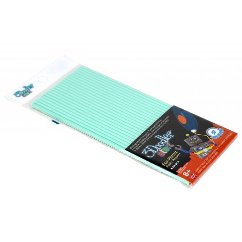 Эко-пластик к 3Д ручке 3DOODLER START, цвет мятный, 24 шт Wobble Works 3DS-ECO02-MINT-24