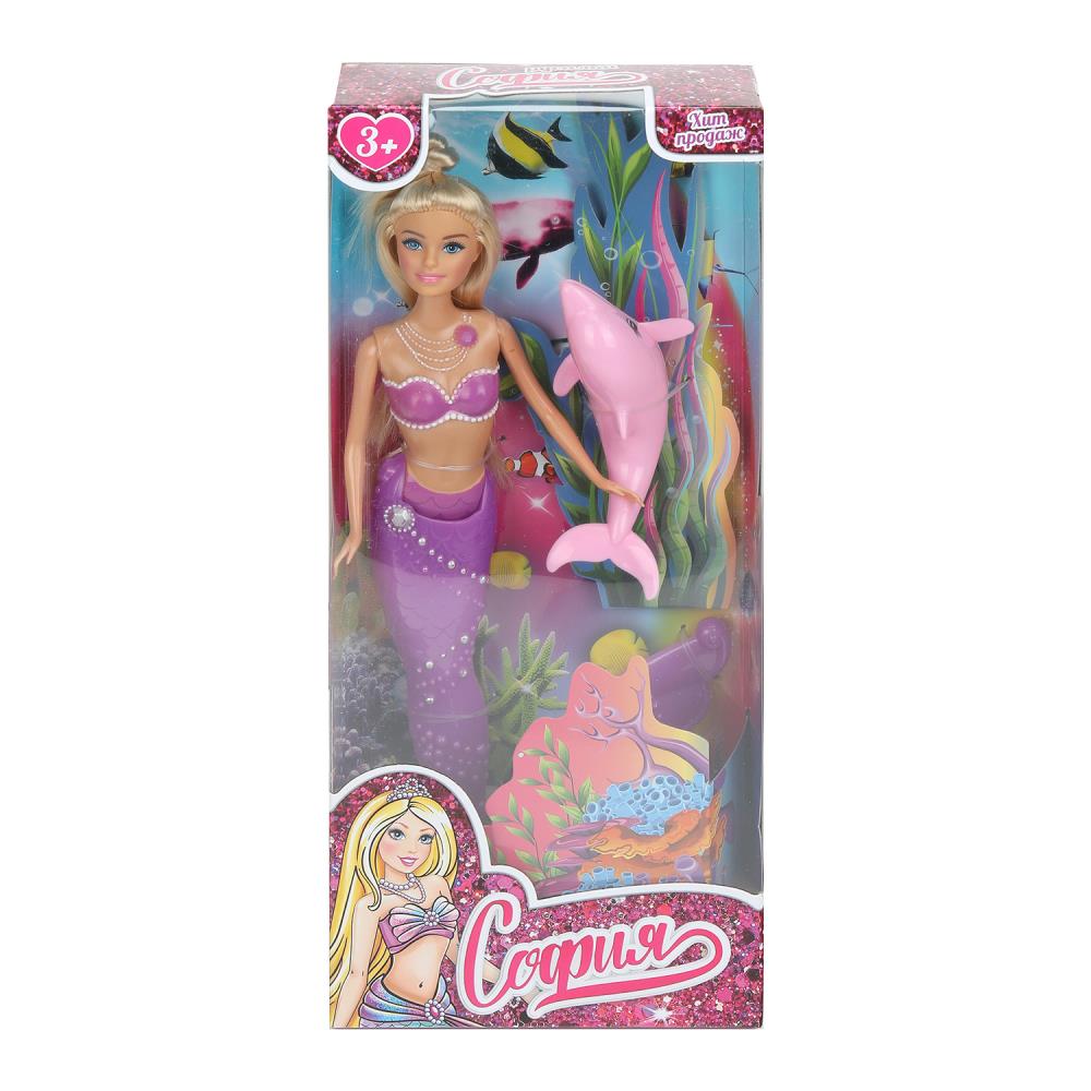 Кукла 29 см. русалка с пластиковым хвостом, дельфин Карапуз 66001M-PL2-S-BB-WOD