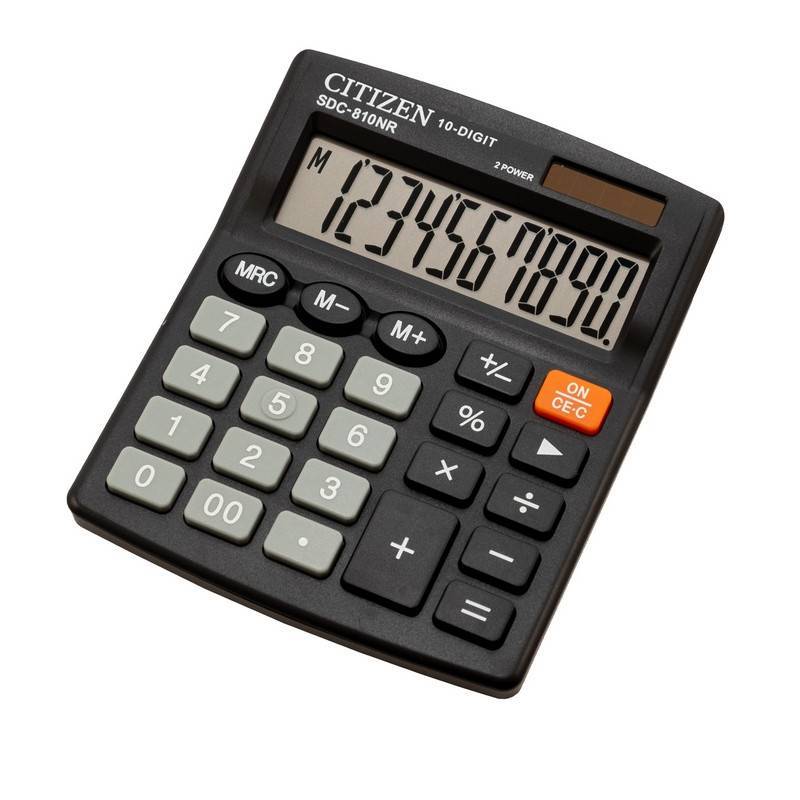 Калькулятор настольный компактный Citizen SDC-810NR 10-разрядный черный SDC-810BN 218876