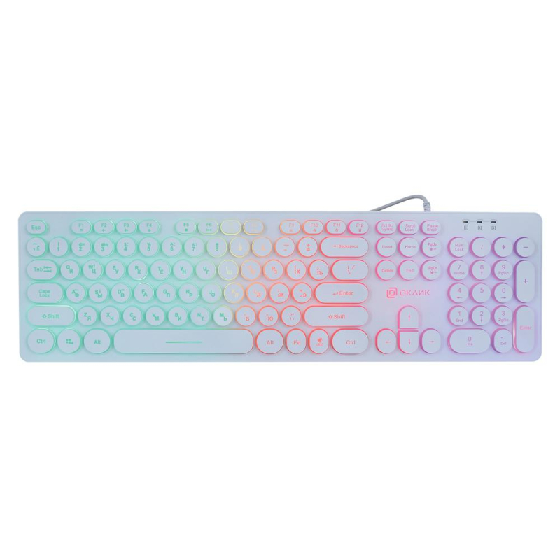 Клавиатура Oklick 420MRL белый USB slim Multimedia LED (1091227) 1813614