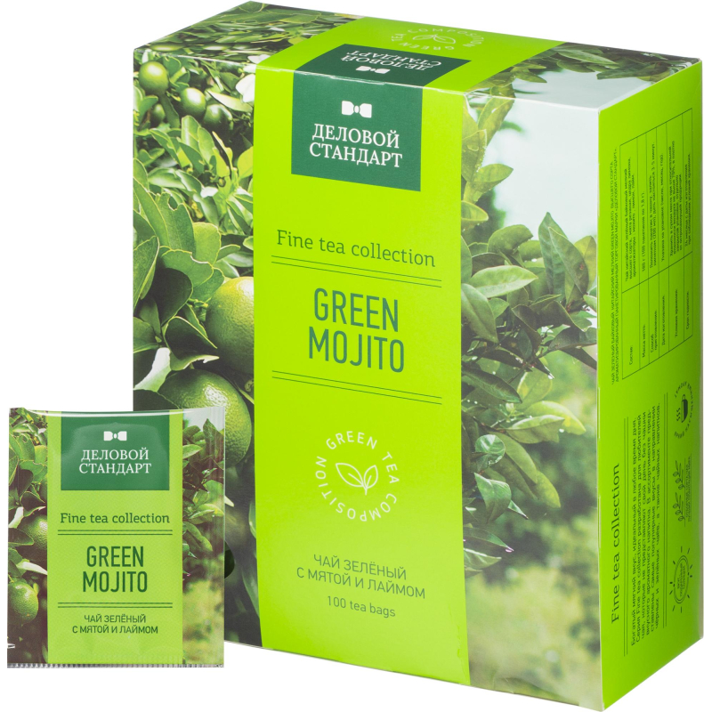 Чай Деловой стандарт Green mojito зелен.мохито 100 пакx2гр 1595132