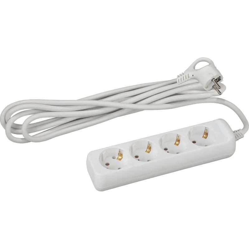 Удлинитель ЭРА UX-4e-3m (4р/3м/10А/с заземлением/ПВС 3x0,75мм2, белый) 2123857