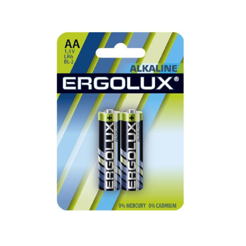 Батарейки Ergolux AA/LR 6 Alkaline BL-2 (LR 6 BL-2, 1.5В., 2 шт в уп.) 1568799 11747