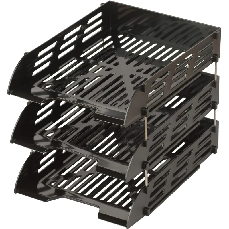 Лоток горизонтальный для бумаг Attache 3шт/наб на металл стерж черный 1603687