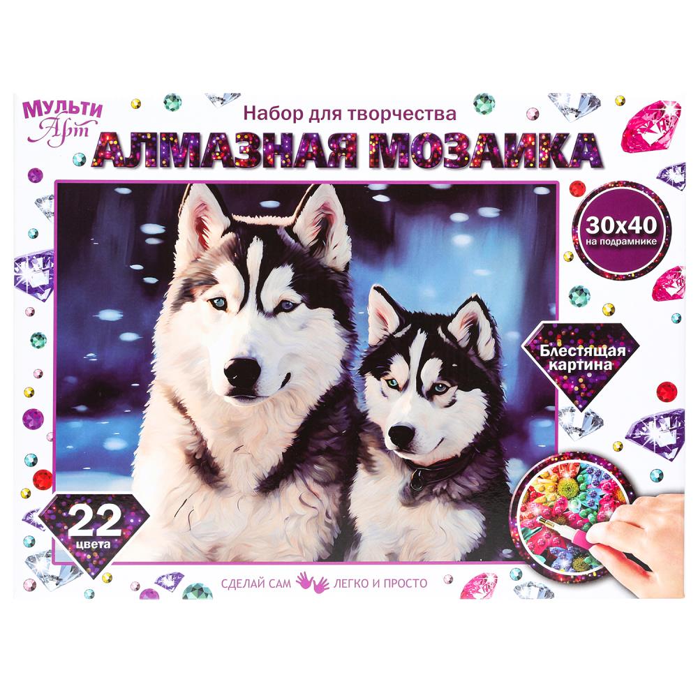 Алмазная мозаика 30х40 см. с подрамником собака и щенок MultiArt AM30X40-115332