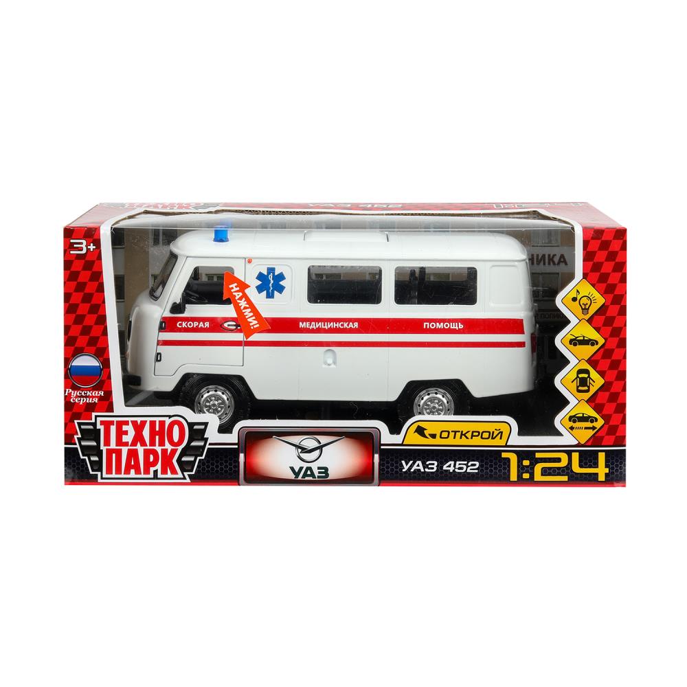 Машина металлическая, свет-звук, Уаз 452 Скорая, 18,5 см. свет-звук Технопарк FY2418P-1