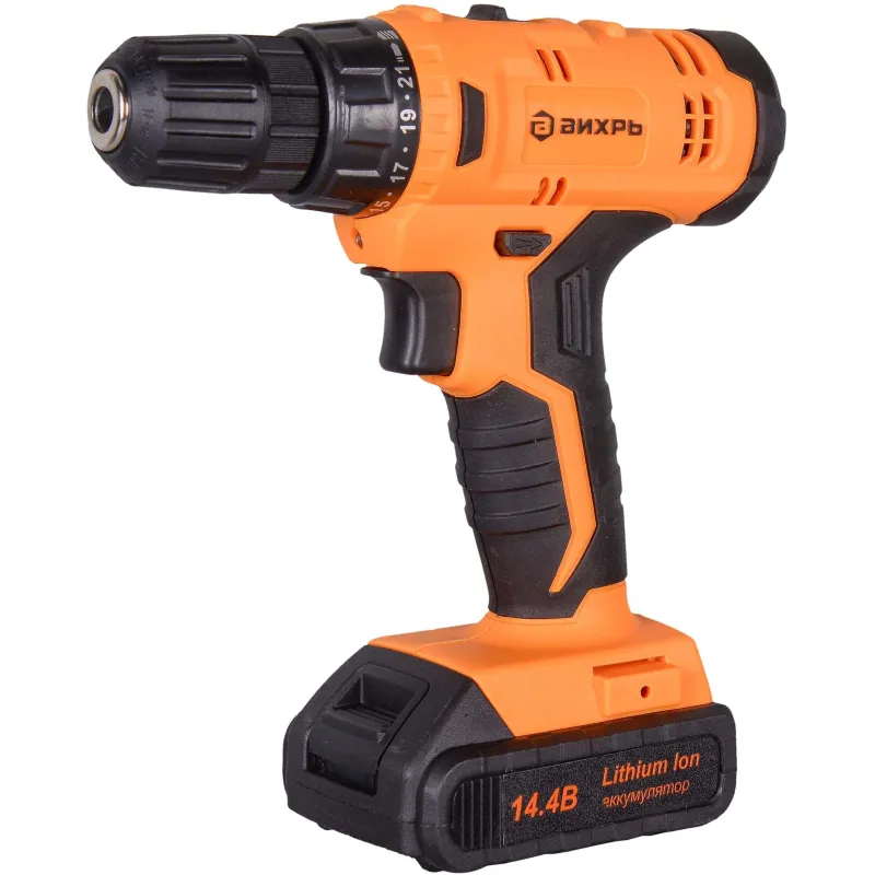 Дрель-шуруповерт аккумуляторная ВИХРЬ ДА-14Л-2KА 1,5 А/ч (72/14/20) 1446895