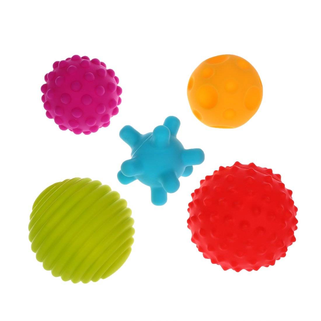 Сенсорные шарики из ПВХ "Кругляшки": 5 шт. от 6 до 9 см. Жирафики 681771