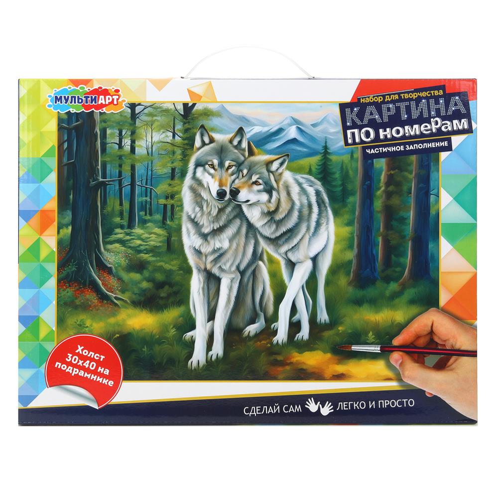 Холст на подрамнике 30х40 см. с частичным заполнением, волки MultiArt CANV30X40-PART-122096