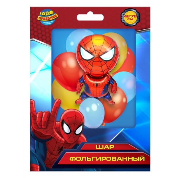 Шар фольгированная фигура Человек Паук, 48х78 см. Чудо праздник FBF-113339-SM