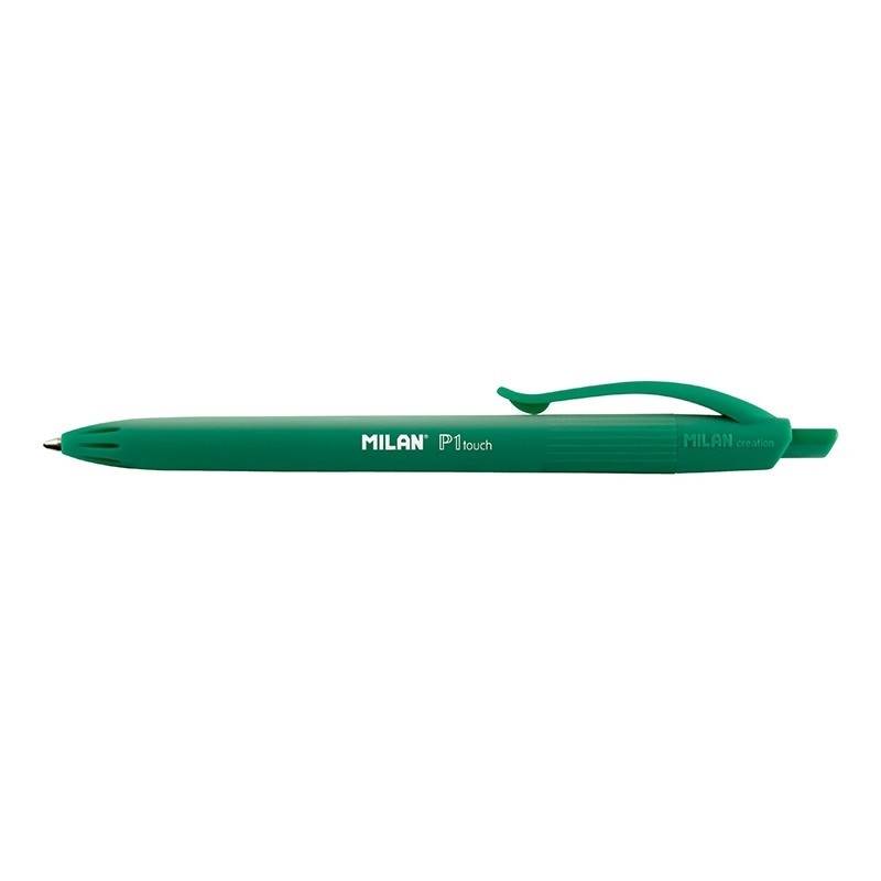 Ручка шариковая автоматическая Milan P1 Touch зеленая (толщина линии 1 мм) 973929