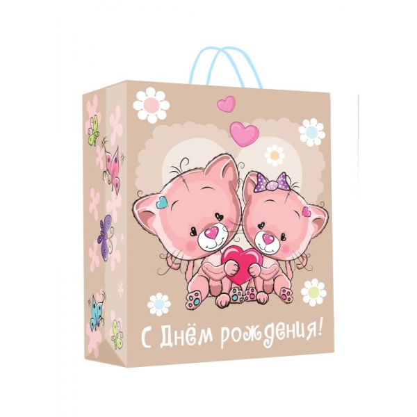 Пакет подарочный крафт размер Ml, 22х31х10 см. Чудо праздник PKML-113363-CAT