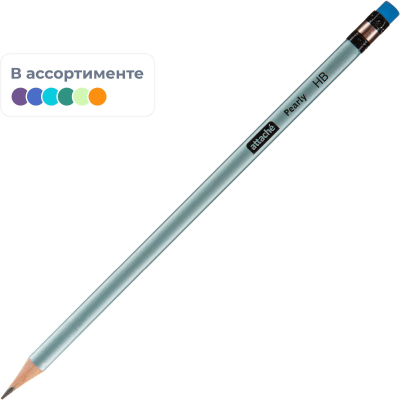 Карандаш чернографитный Attache Pearly HB, ласт, трехгр, дерево, в асс 1706394