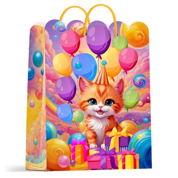 Пакет подарочный с днем рождения, размер M, фигурная вырубка Чудо праздник PTM-114610-UN